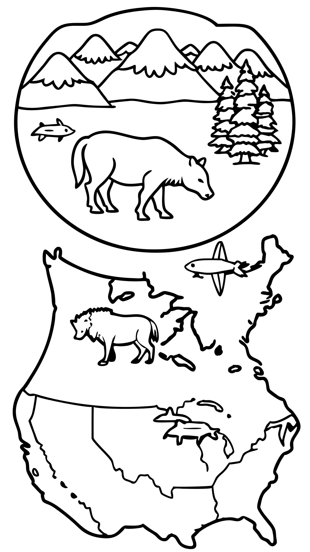 north american continent coloring page